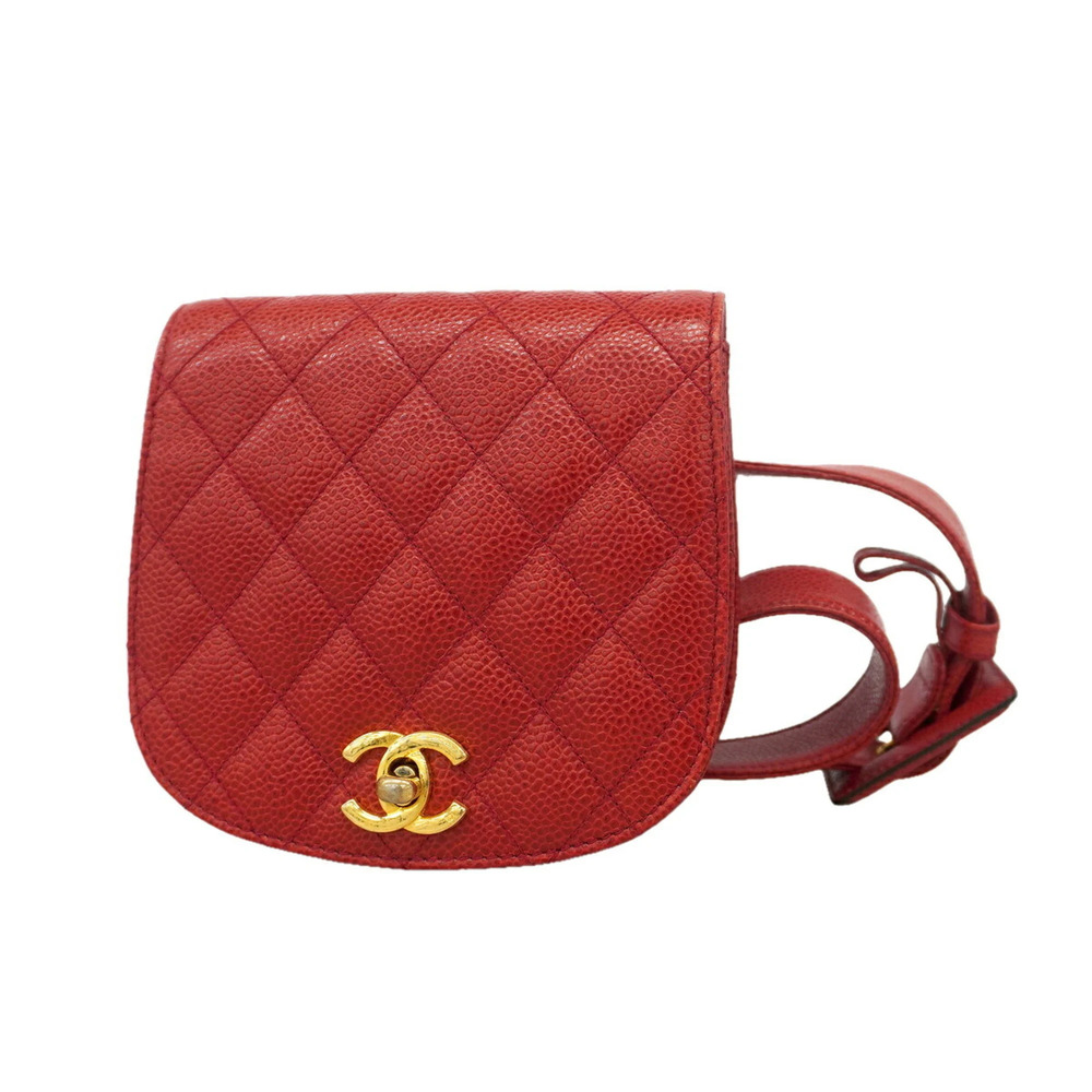 Chanel Matelassé Caviar Leather Waist Bag, Red, Women's